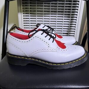 Dr Martens Joyce HRT Shoes Womens Size 10 White Red Heart Brogue Lace Up Oxford